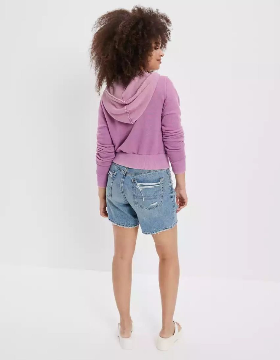 Sweat à Capuche American Eagle AE Sun Set Zip-Up Violette Femme | ZAL-82177769